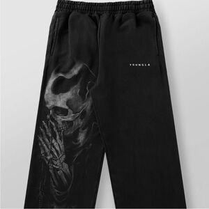 YoungLA Black Joggers with  Skull Art sold out online